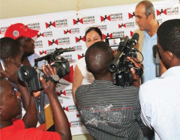Press and broadcast crews covering a Kijoh-managed launch